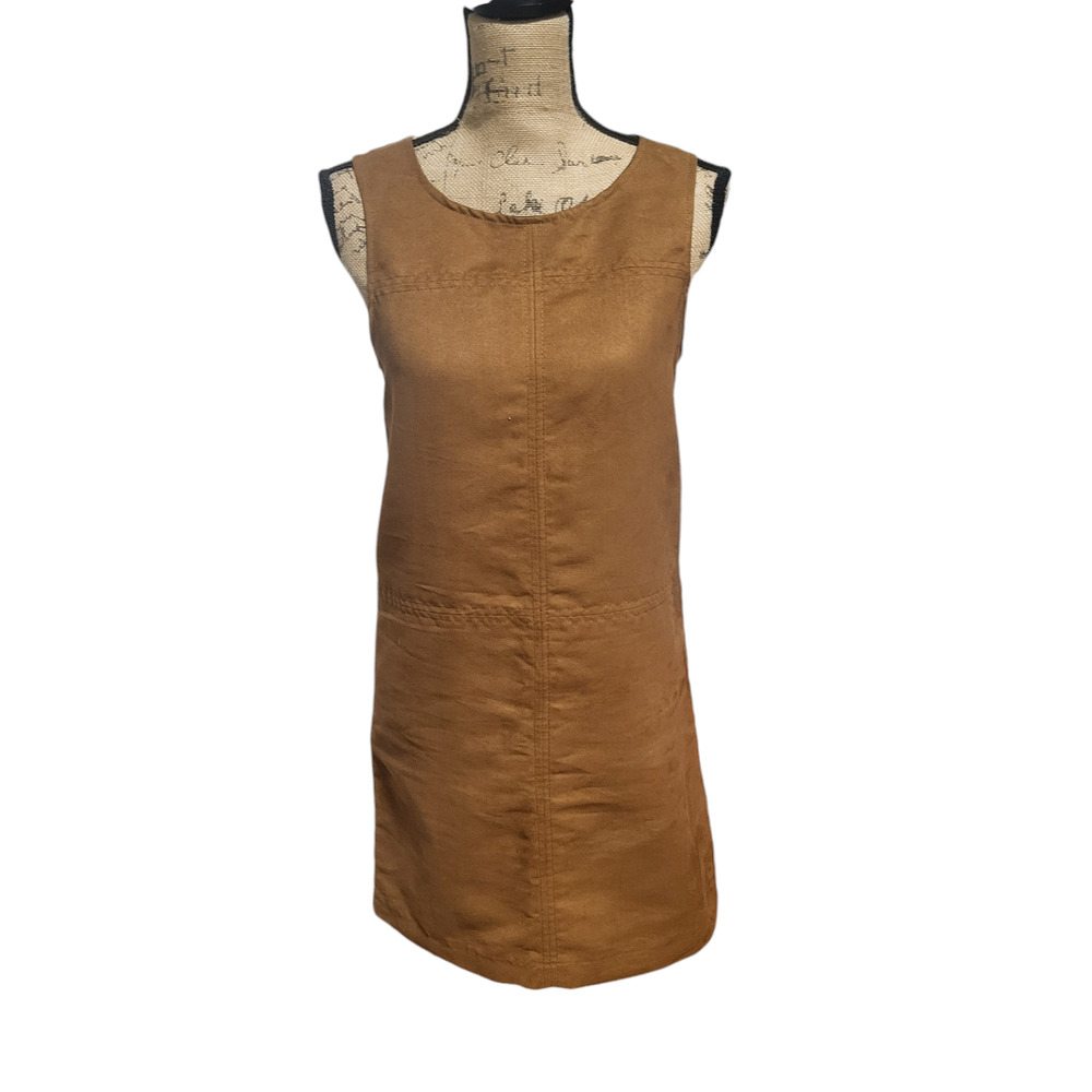 Sanctuary shift dress in brown suede, back zip closure, size small